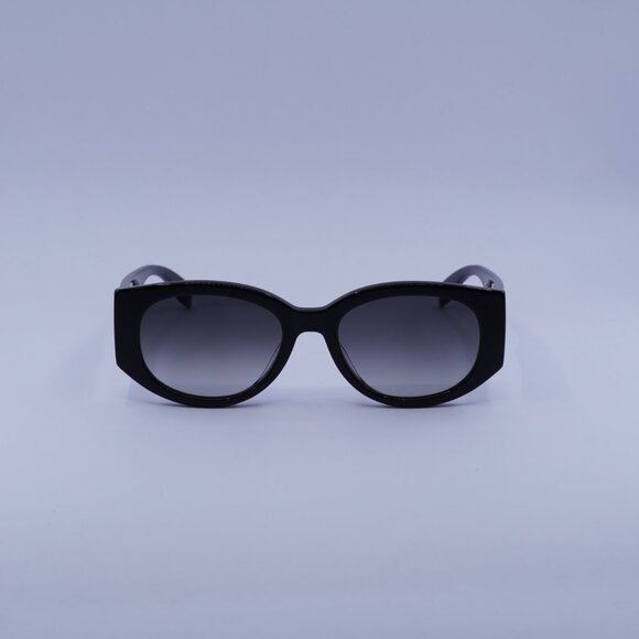 Alexander McQueen AM0330S 001 Sunglasses Black Oval Frame, Grey Lenses - Picture 2 of 9